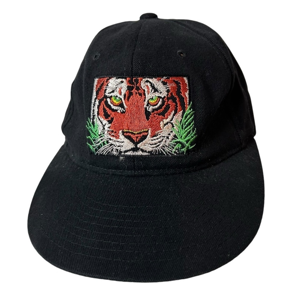 Human-I-Tees Eye On Survival Embroidered Tiger Jungle Black Snapback Cotton Hat